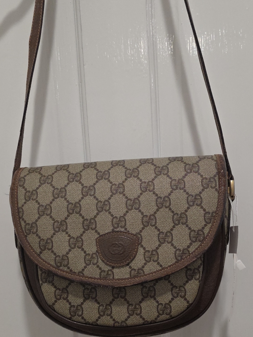 Vintage Gucci Brown Beige GG Supreme Canvas Crossbody
